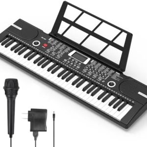 61 Keys Keyboard Piano, Electronic Digital Piano with Built-In Speaker Microphone, Sheet Stand and Power Supply, Portable Keyboard Gift Teaching for Beginners/SS1